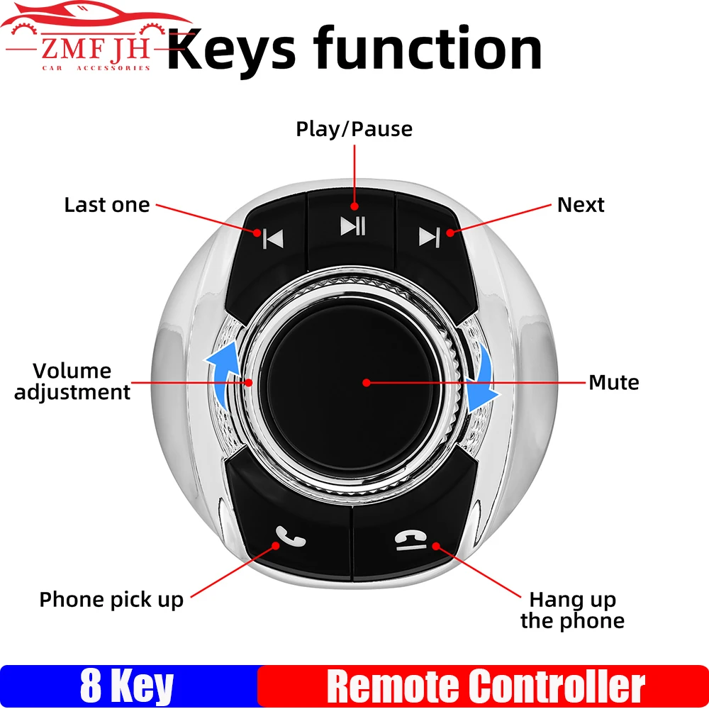 8-schlüssel Control Tasten Universal Tasse Form Drahtlose Auto Lenkrad Steuerung Für Android Multimedia Navigation Player benutzerdefinierte Image