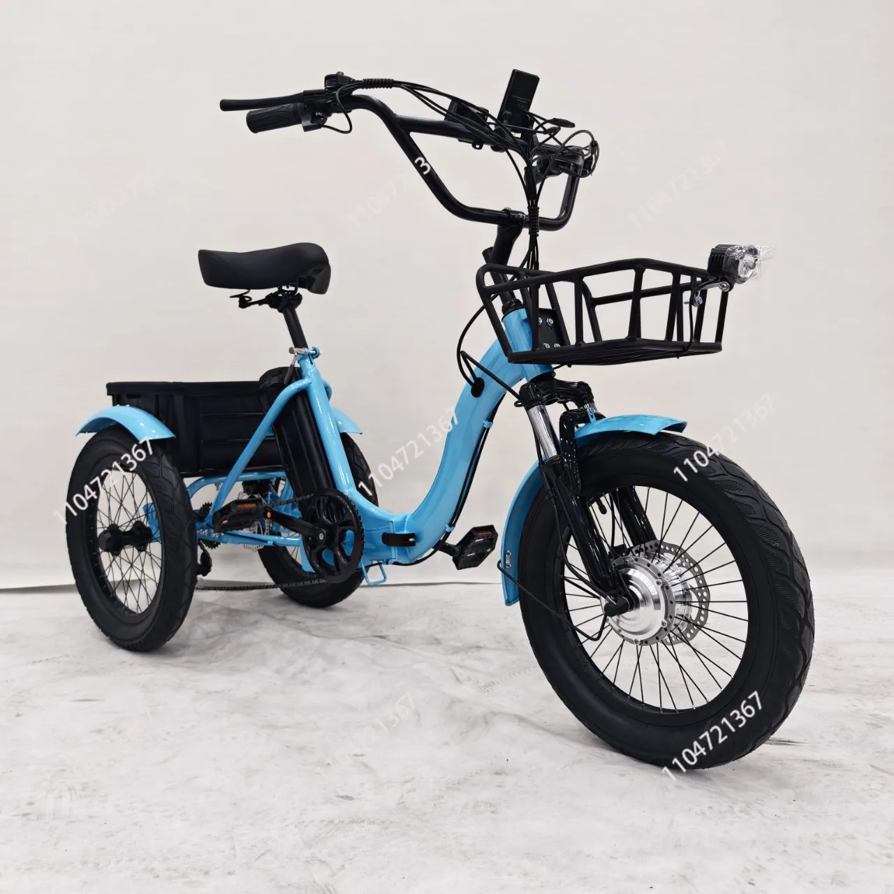 20-Zoll faltbares elektrisches Dreirad mit Pedalunterstützung, Lithium-Batterie-Dreirad, grobes Reifen-Schneefahrrad Image