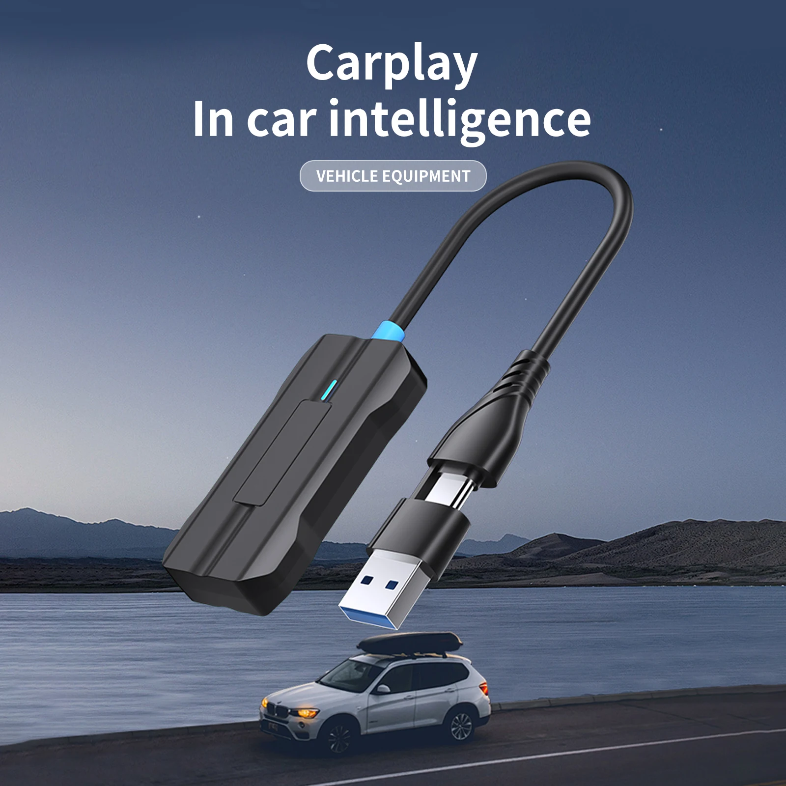 Kabelloser Carplay-Adapter, Android Auto Mini Box, verkabelt mit kabellosem Carplay für iPhone, Android, USB/Typ-C-Dongle Image