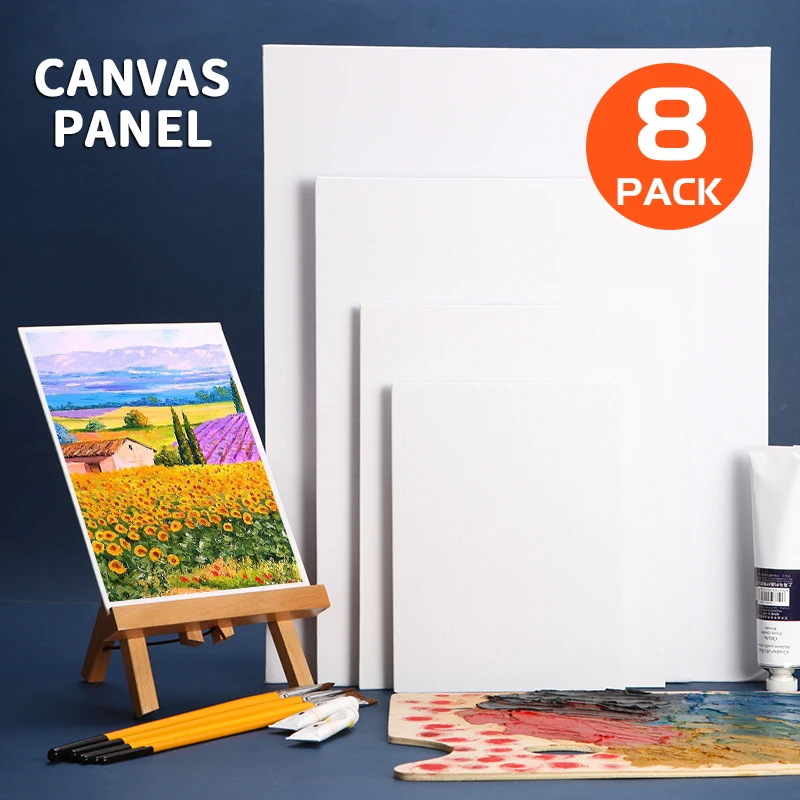 8-teilige Kunstmalerei-Leinwandplatten, leere weiße Tafeln, 7 x 9/9 x 12/12 x 16/16 x 20 Zoll, für Malprojekte, Leinwand für Wobbler, Erwachsene