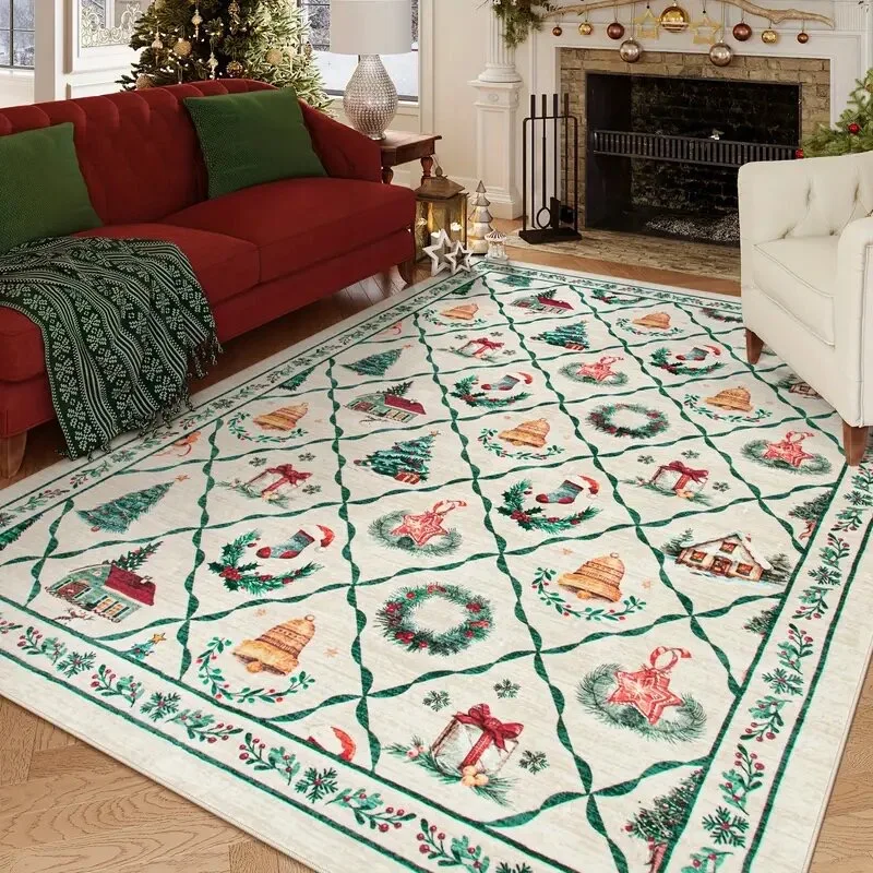 VIKAMA Marokkanischer Nationalstil, Weihnachtsdekoration, Kristall-Samt-Teppich, Wohnzimmer, Schlafzimmer, Bett, Bodenteppich, Heimdekoration Image