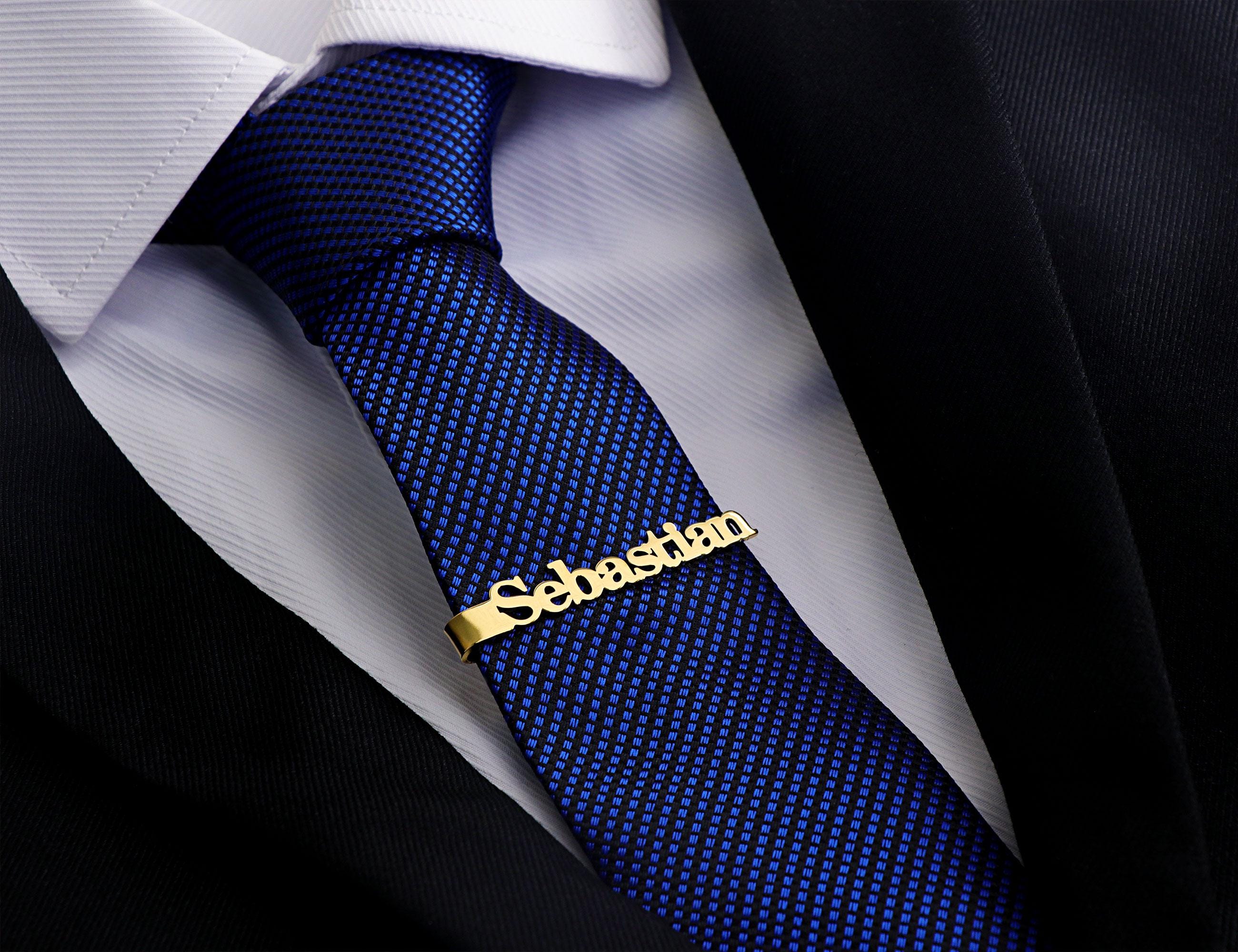 Fermacravatta personalizzato con nome, fermacravatta personalizzato per testimoni dello sposo, fermacravatta con monogramma inciso, fermacravatta per