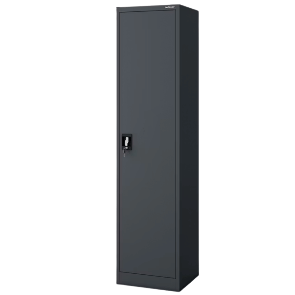 DELUKE Aktenschrank abschließbar KADO - 5 Ebenen, Flügeltüren | Metallschrank Werkstatt Büroschrank aus Stahl Werkzeugschrank, 185x45x40cm Anthrazit Image