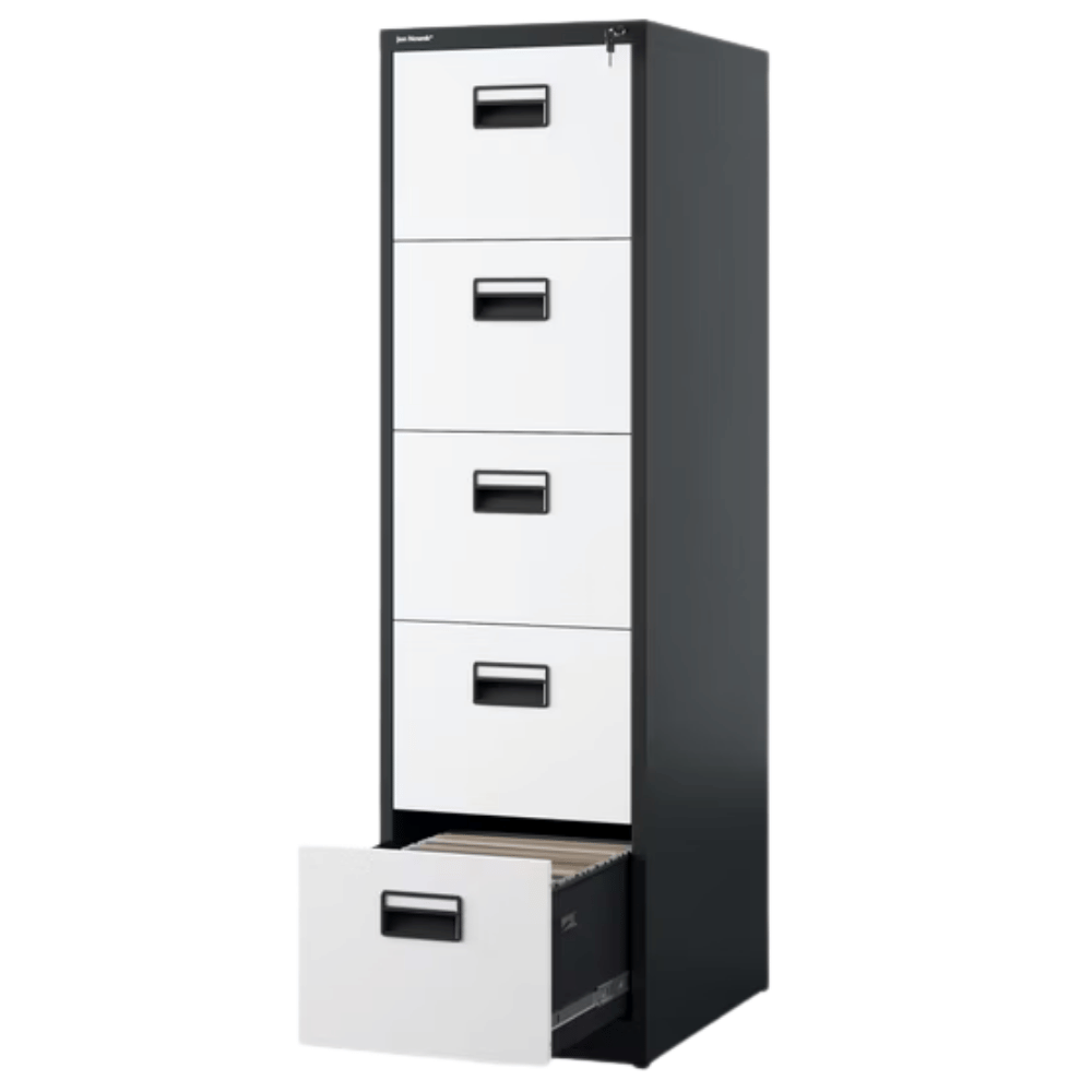 DELUKE Hängeregisterschrank abschließbar TION - 5 Schubladen mit Schloss | Aktenschrank Büroschrank aus Stahl Metallschrank, 163x46x62cm Anthrazit-Weiß Image