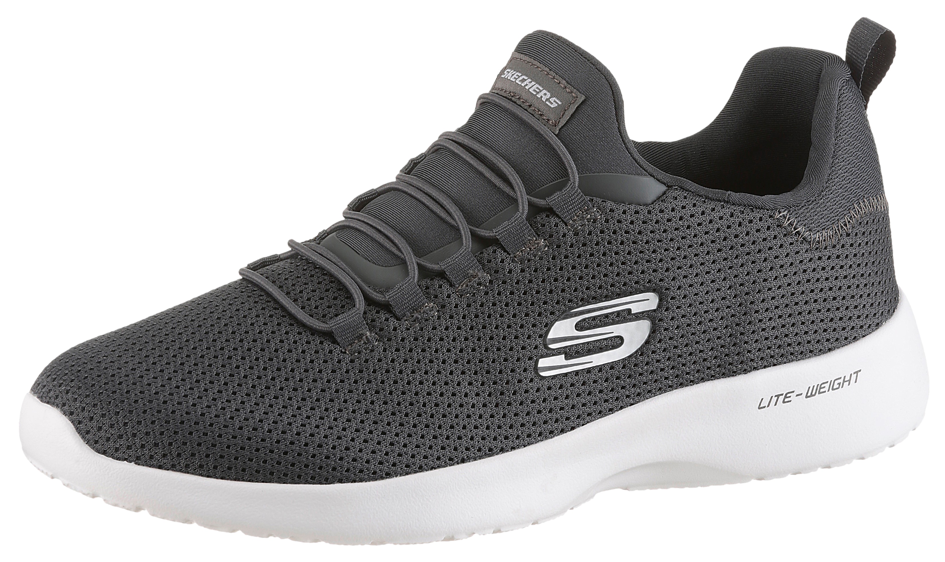 Slip-On Sneaker SKECHERS "DYNAMIGHT", Damen, Gr. 48,5, grau, Textil, Schuhe