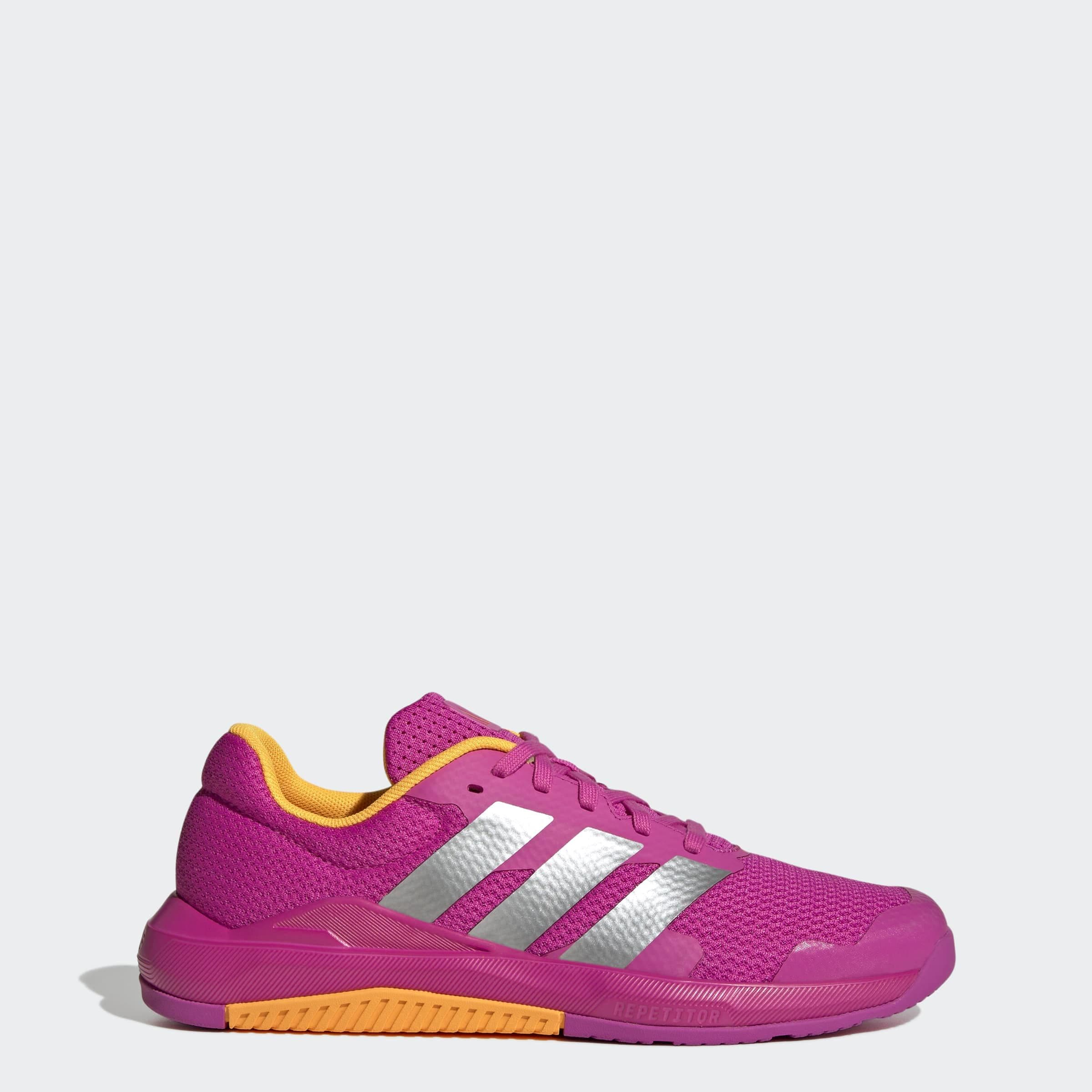 Trainingsschuh ADIDAS PERFORMANCE "DROPSET BASE", Damen, Gr. 42, semi lucid fuchsia, silber metallic, lucid tangerine, Textil, Schuhe