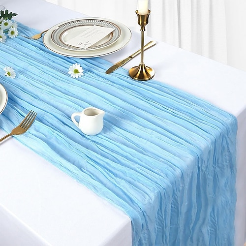 Tischläufer mit Knittereffekt für die Hochzeitssaison zum Valentinstag, balinesischer Stoff für Hochzeiten, Partydekoration, elegante Tischdecke im europäischen Stil mit gedrehten Falten für Image