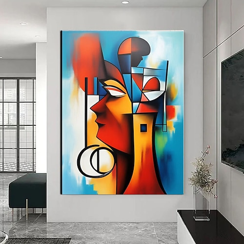 Handgefertigt Ölgemälde Handgemalte Horizontal Abstrakt Menschen Zeitgenössisch Modern Ohne Innenrahmen (ohne Rahmen) Image