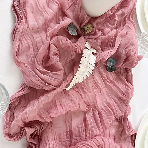 Tischläufer mit Knittereffekt für die Hochzeitssaison zum Valentinstag, balinesischer Stoff für Hochzeiten, Partydekoration, elegante Tischdecke im europäischen Stil mit gedrehten Falten für Image