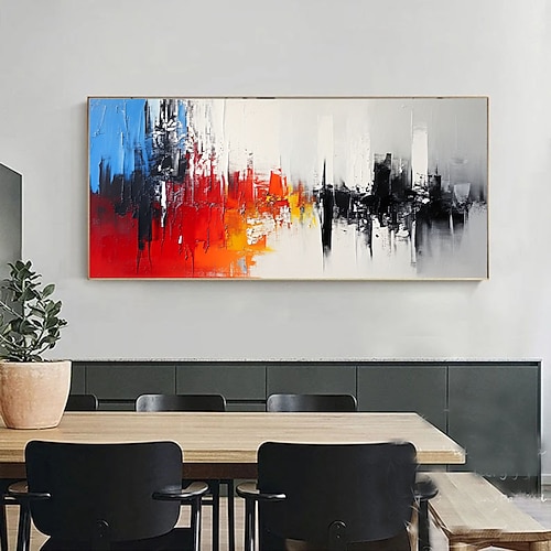 Handgemaltes abstraktes Ölgemälde einer Meereslandschaft auf Leinwand, großes Wandbild, originales blaues Meeresbild, individuelle Anfertigung, minimalistische Wohnzimmerdekoration Image