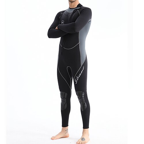 Herren-Neopren-Tauchanzug (1,5 mm), Ganzkörper-Neoprenanzug, Rashguard, dehnbar, lange Ärmel, Frontreißverschluss – ideal zum Surfen, Schnorcheln, Tauchen, Patchwork-Design, Winter Image