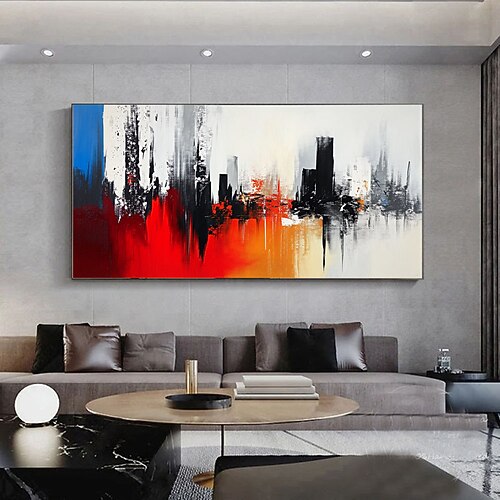 Handgemaltes abstraktes Ölgemälde einer Meereslandschaft auf Leinwand, großes Wandbild, originales blaues Meeresbild, individuelle Anfertigung, minimalistische Wohnzimmerdekoration Image