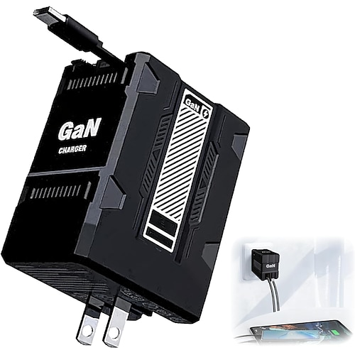 2-in-1-Gan-Ladegerät 20 W, neues skalierbares, einziehbares 120-W-Schnelllademodul, faltbarer All-in-One-Ladeadapter mit Wandstecker für Handy, Tablet und Laptop Image