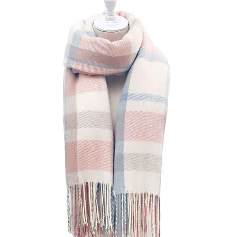 Damen Rechteckiger Schal Infinity-Schal Täglich Outdoor Straße Blau Rosa Schal Karomuster Image