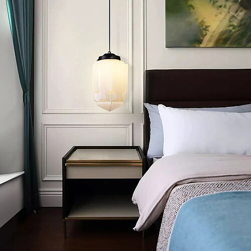 LED-Pendelleuchte, klein/groß, Vintage-weißes Glasgefäß, geometrische Form, 1-flammig, warmweiß, 110–240 V Image