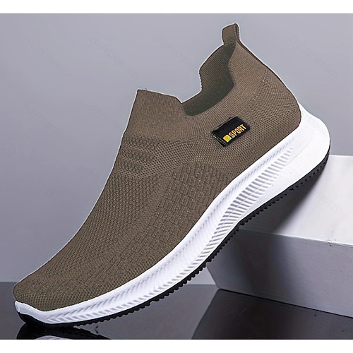 Schwarze Herren-Sneaker zum Hineinschlüpfen aus Strick, leichte und bequeme Freizeitschuhe, perfekt für Alltag, Fitnessstudio und Freizeitaktivitäten, trendige Schuhe für Männer Image