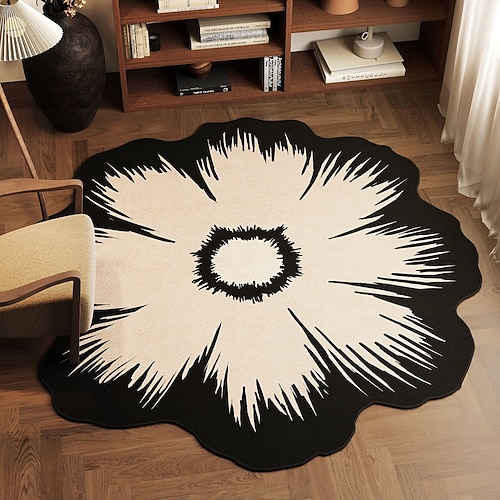 Hochwertiger, runder Luxus-Teppich für Wohnzimmer, Couchtisch, Schlafzimmer und Nachttisch – pflegeleicht, flauschig und elegant für moderne Wohnräume. Image