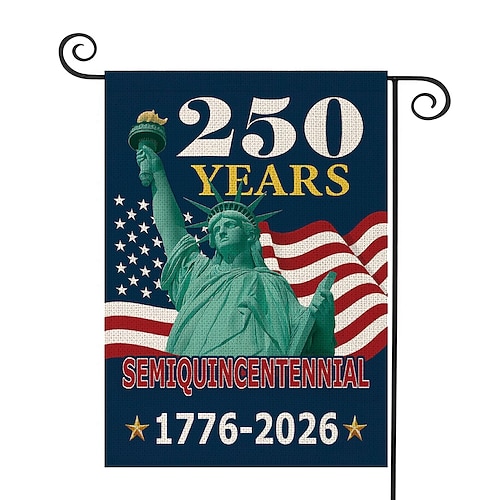 250. Jahrestag der USA, 250 Jahre Amerika, Flagge für Haus und Garten, patriotisches Banner, Freiheitsstatue, Design, 500-jähriges Jubiläum (1776–2026), Feierlichkeiten, 4. Juli, Unabhängigkeitstag