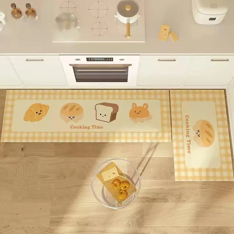 VIKAMA2PC Kitchen Wipe-Clean No-Spill-Teppich, wasserdicht, ölbeständig, PVC-Läufer, Fußmatte, rutschfeste Anti-Ermüdungs-Bodenmatte Image