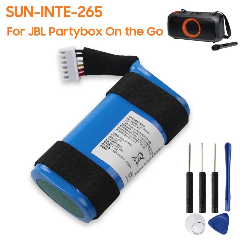 Neuer Ersatzakku SUN-INTE-265 für JBL Partybox On the Go, leistungsstarke wiederaufladbare Batterien, 2475 mAh, hohe Kapazität Image