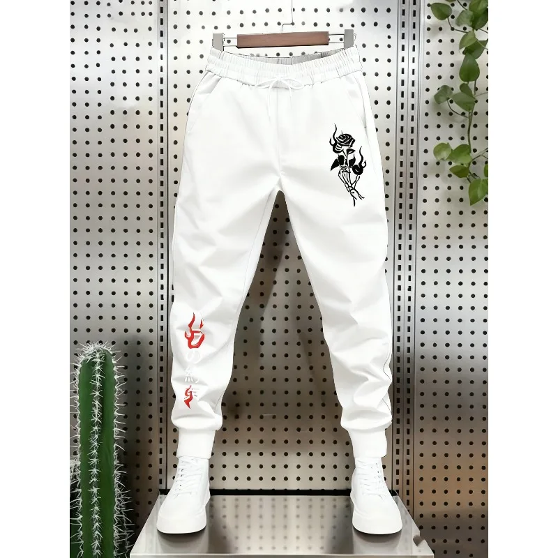 Rose Flame 3D-gedruckte Sport-Jogginghose, Straße, lässig, Hip-Hop-Training, multifunktional, bequem, lockere Hose in Übergröße