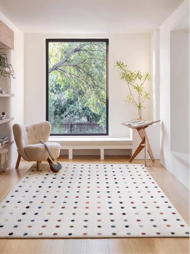 VIKAMA Nordic Ins bunter gepunkteter Teppich für Wohnzimmer, Schlafzimmer, Nachttisch, Kinderzimmer und Heimdekoration Image