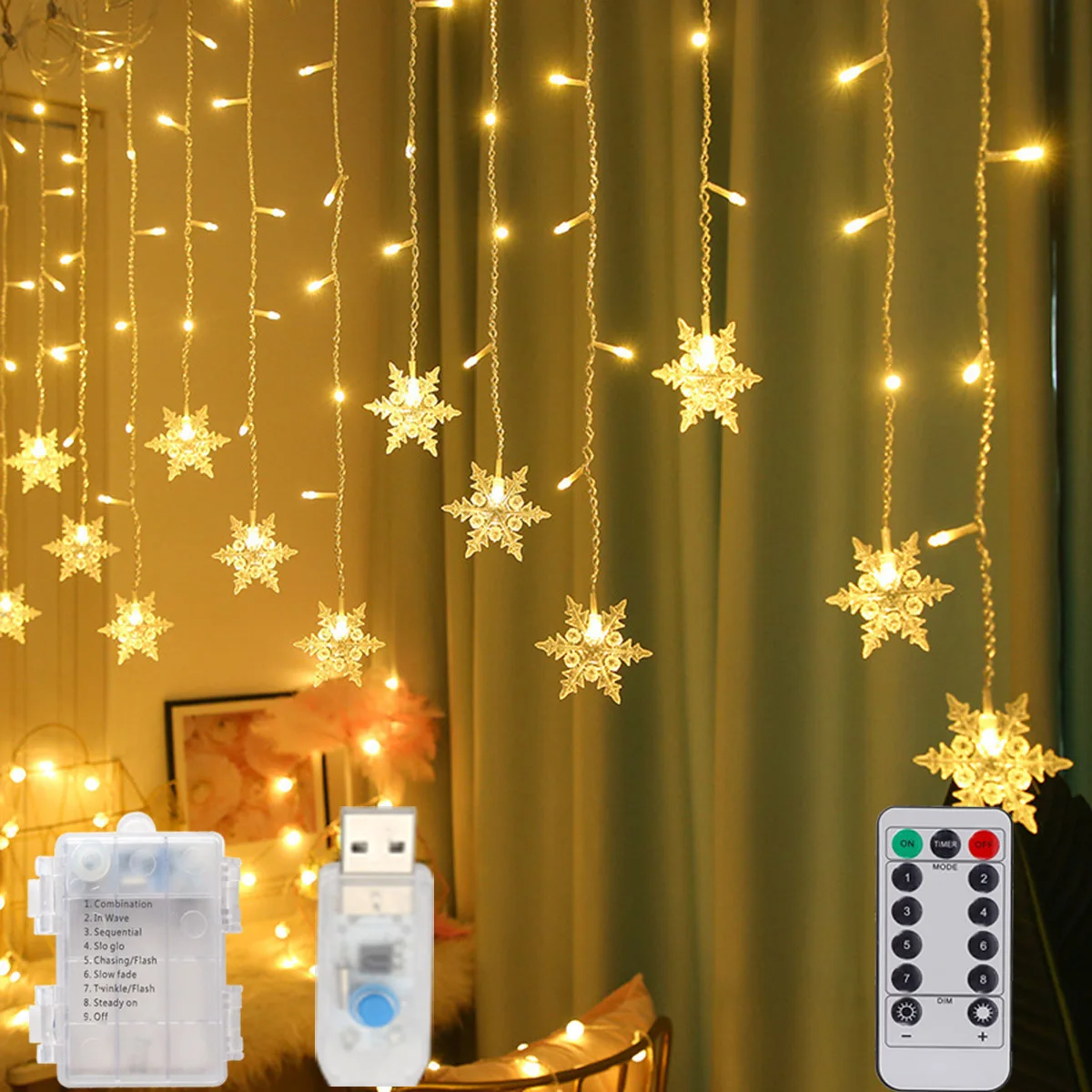 3M LED Schneeflocke LED Eis String Fee Lichter USB/Batterie Box Für Weihnachten Girlande Hochzeit Party Urlaub garten Lampen Dekoration