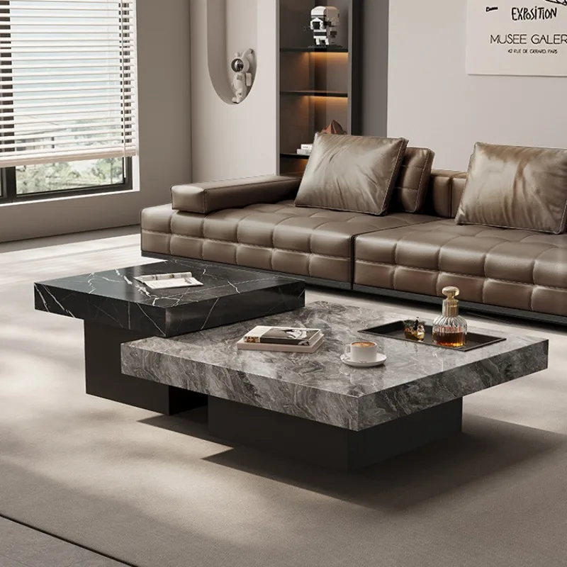 Italienische minimalistische Felsplatte Couchtische Luxus moderne einfache Marmor Wohnzimmer Couchtisch Set Wohnmöbel Mesas FYCT