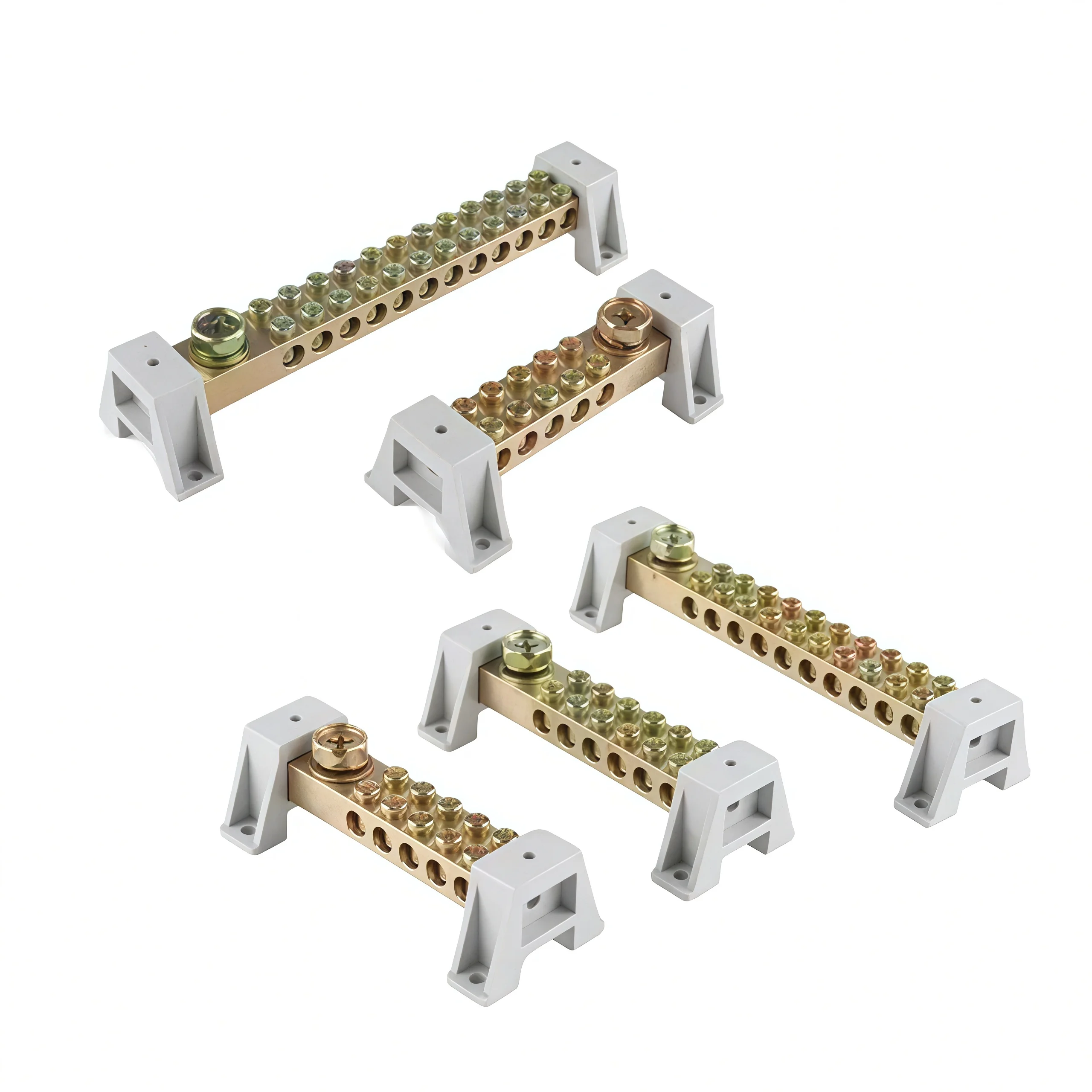 12-Loch-Sammelschiene aus Kupfer mit zweireihiger Erdung, Null-Schliff-Sammelschiene, 12 x 18 Hochstromverkabelung, Kupfer-Sammelschienenverteiler Image