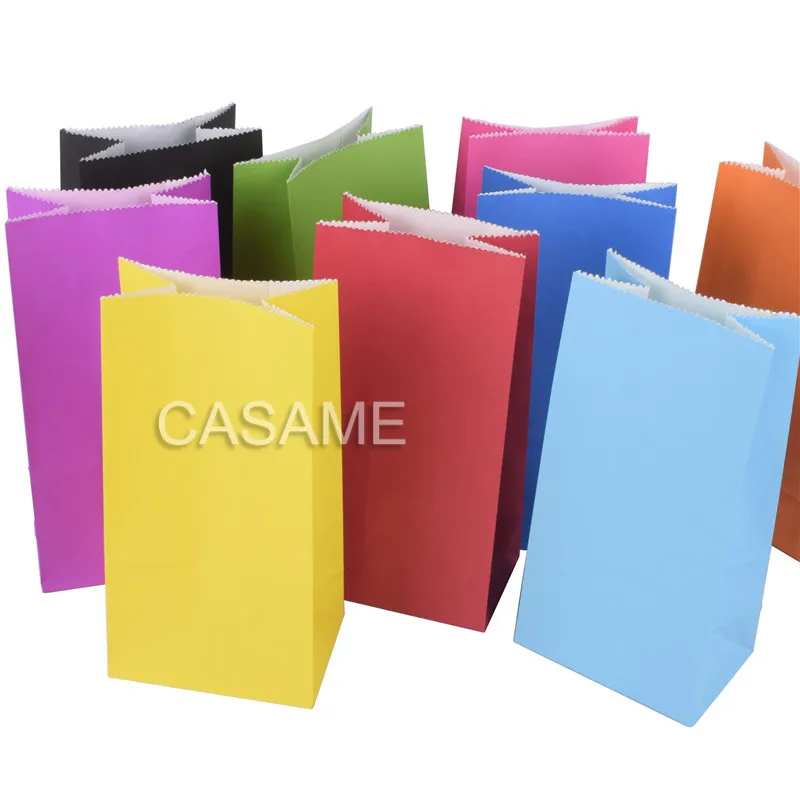 Mini Kraft Papier Taschen 30 teile/los Stand Up Dot taschen Kind Party Geburtstag Lebensmittel Papier Kraft Dichtung Geschenk Verpackung Leckerli Tasche liefert Image