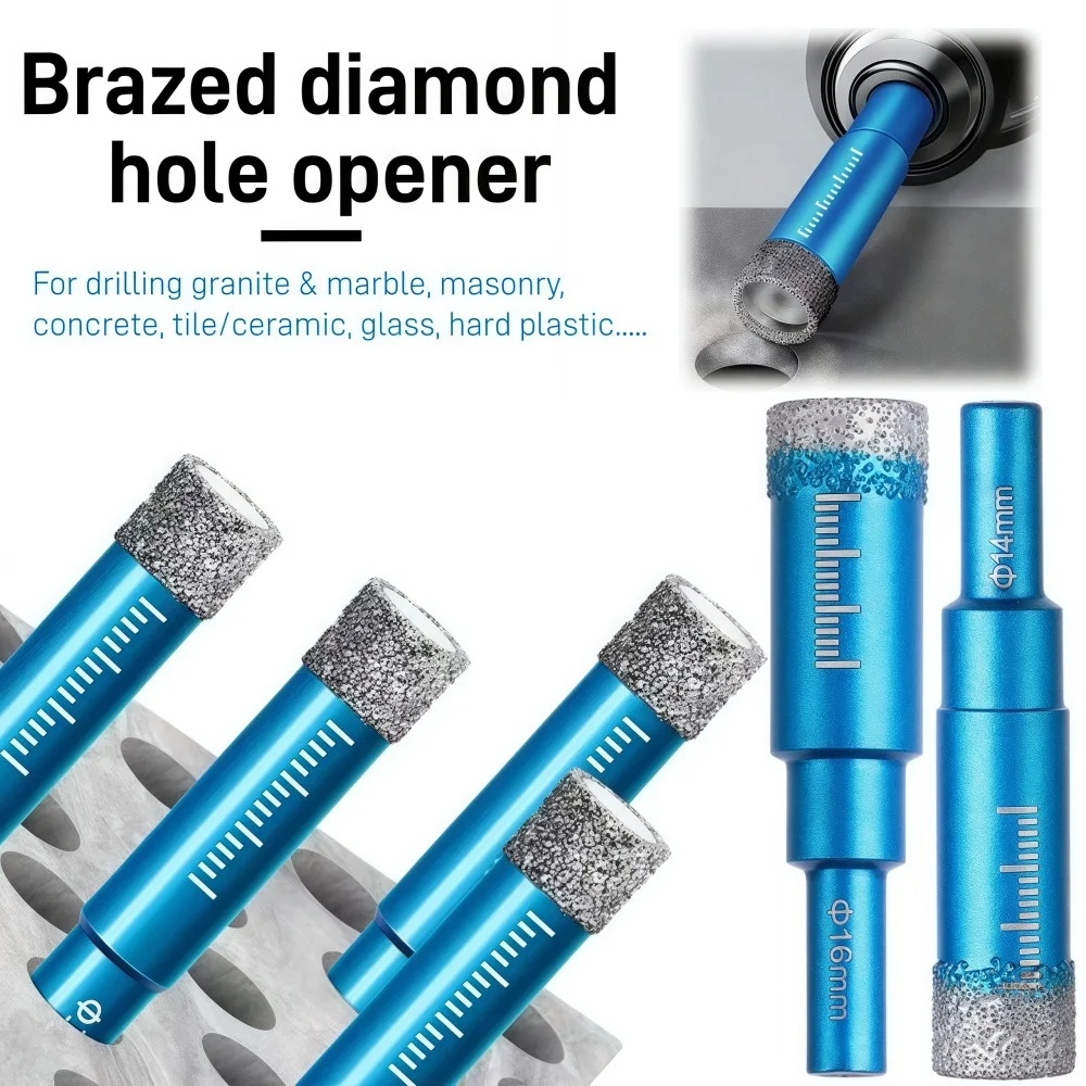 Diamantgelöteter Trockenbohrer, Porzellan, Tassensäge, Keramik, Marmor, Granit, Fliesen, Lochöffner, Lochsägenschneider, 5–16 mm runder Schaft Image
