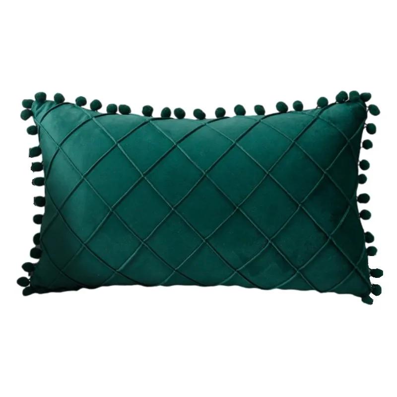 Grüne Pompon Kissen bezüge 30x50cm 45x45cm dekorative Kissen bezüge Bauernhaus Kissen bezug für Bauernhaus nach Hause Weihnachts dekoration Image
