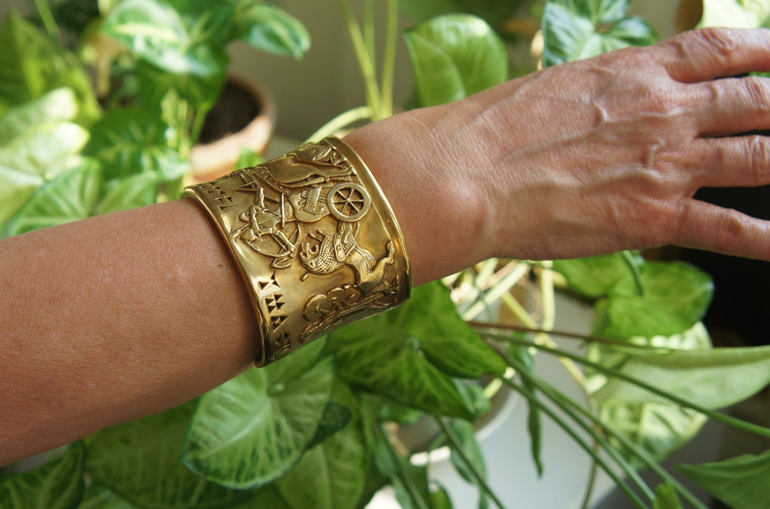 Bracciale in oro antico - Bracciale massiccio in oro - Bracciale in oro extra pesante - Bracciale Babilonia - Bracciale Assiria - Oro 14K - Oro 18K