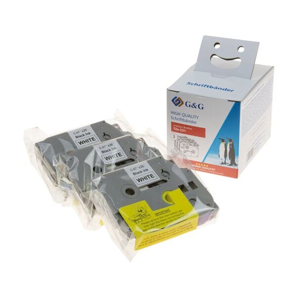 G&G 3er-Pack Schriftband ersetzt TZe-231 Brother 12 mm, 1.2 cm Image
