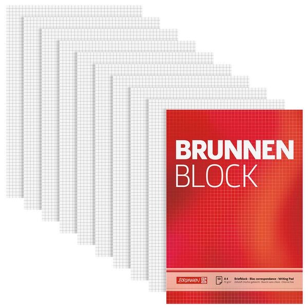 Brunnen Briefblöcke kariert A4 50 Blatt rot, 21x29.7 cm Image