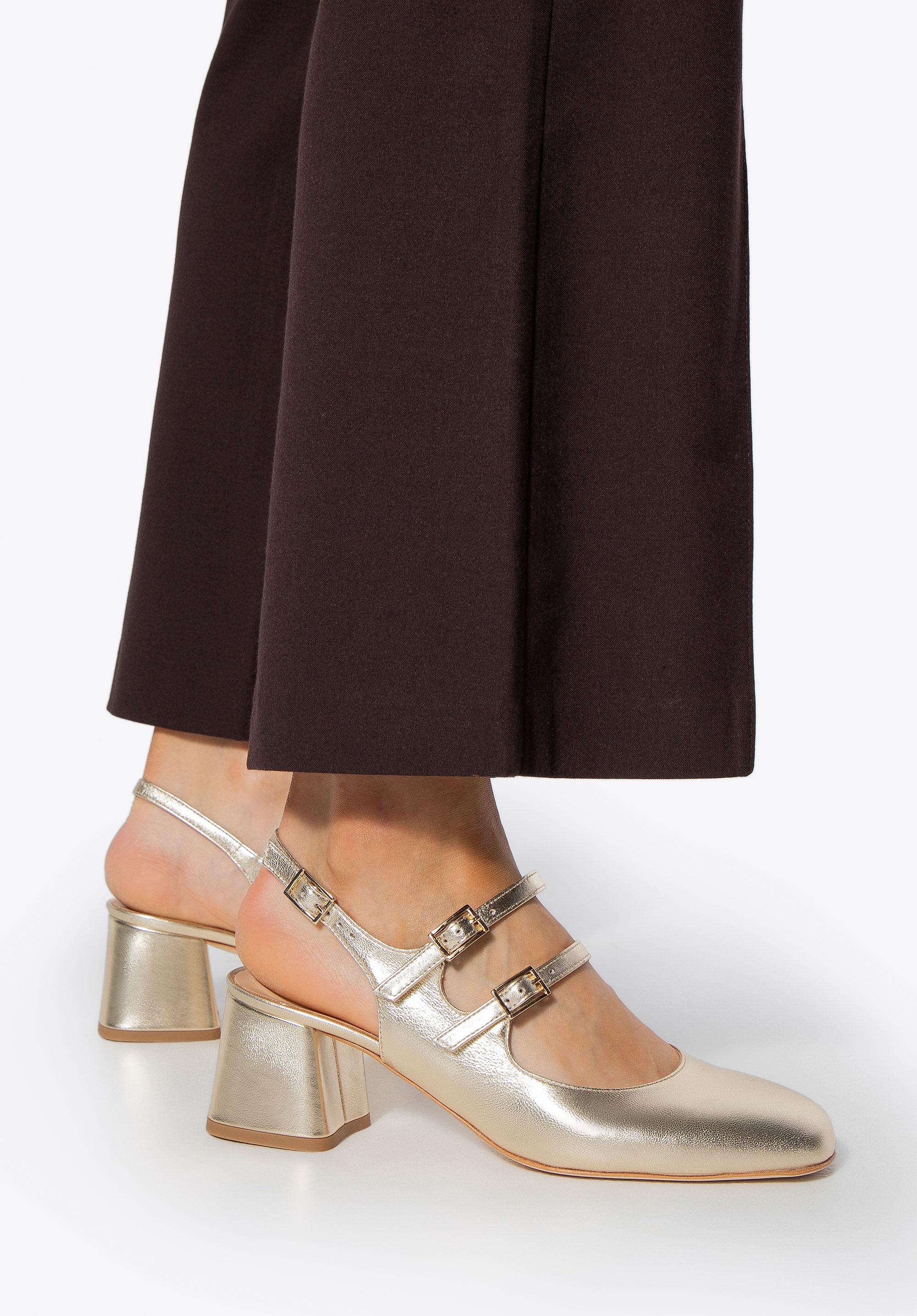 Wittchen Damen-Lederpumps mit Riemchen, Gold, Echtleder