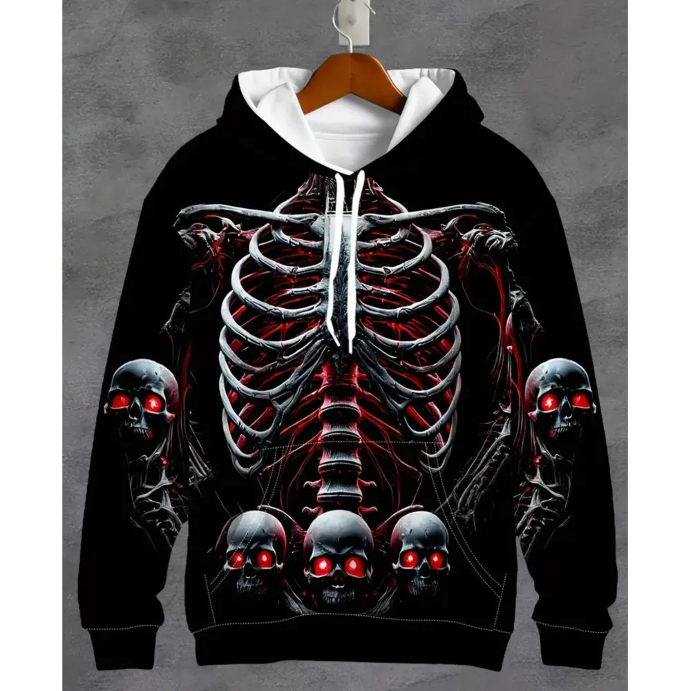 2026 neue Männer Vintage Schädel Skelett 3D Druck Hoodie Männer Frauen Mode Übergroßen Hoodie Sweatshirt Halloween Unisex Trainingsanzug Image
