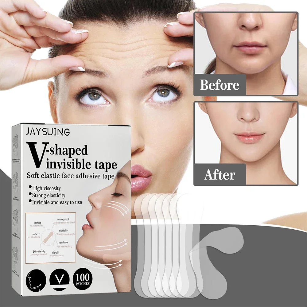 Nastri invisibili per il lifting del viso Adesivo per la rimozione delle rughe Adesivi Fronte Collo Pad Anti invecchiamento Patch termoretraibile V Maschera dimagrante facciale
