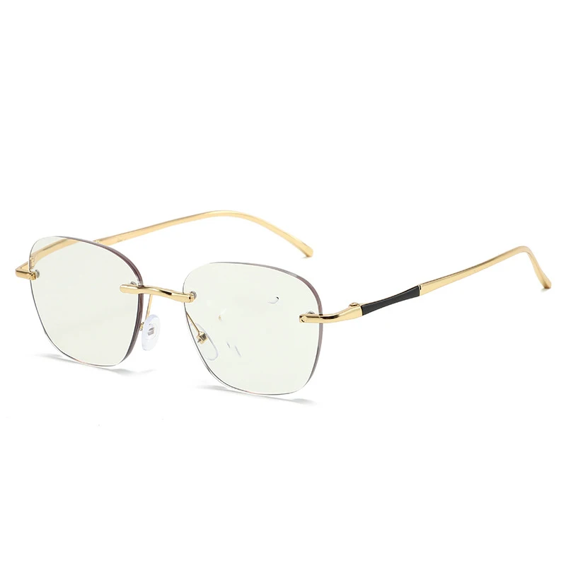 Photochrome rahmenlose Lesebrille, blaues Licht blockierend, neue lichtempfindliche, einfache, stilvolle runde Lesebrille Image