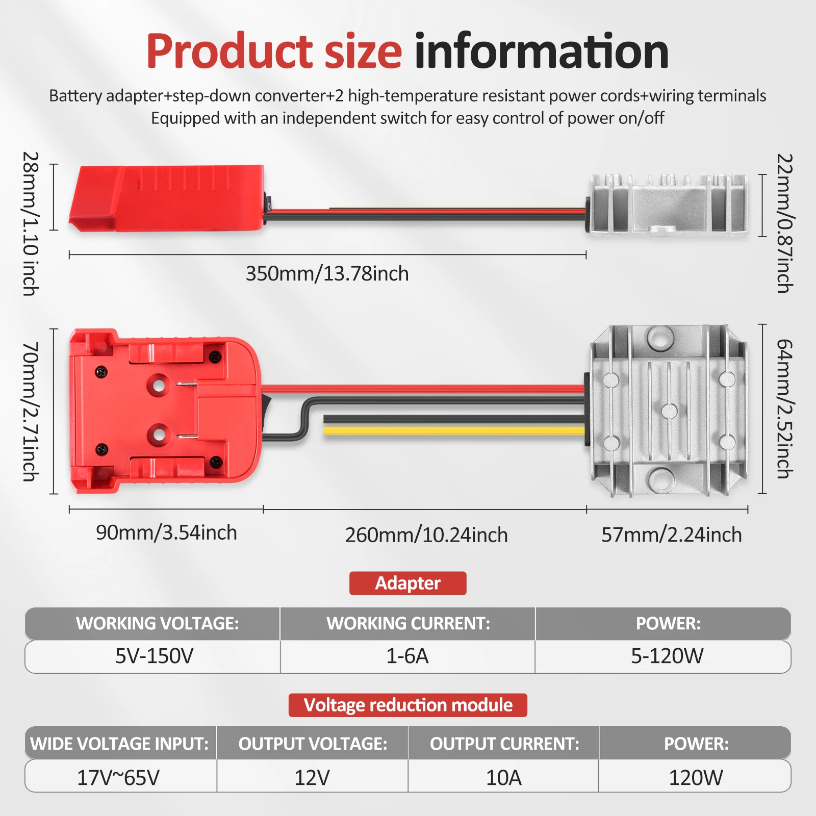 18 V auf 12 V Abwärtswandler für Milwaukee M18 Power Wheel Batterieadapter DC 12 V 20 A 240 W Wechselrichter Automatischer Abwärtswandler Image