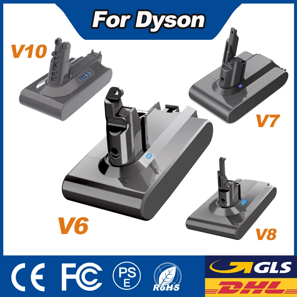 Powtree 6,0/8,0 Ah Staubsauger-Akku für Dyson V6 V7 Serie V8 V10 DC58 DC62 SV11 SV12 SV10 Absolute Fluffy Animal Image