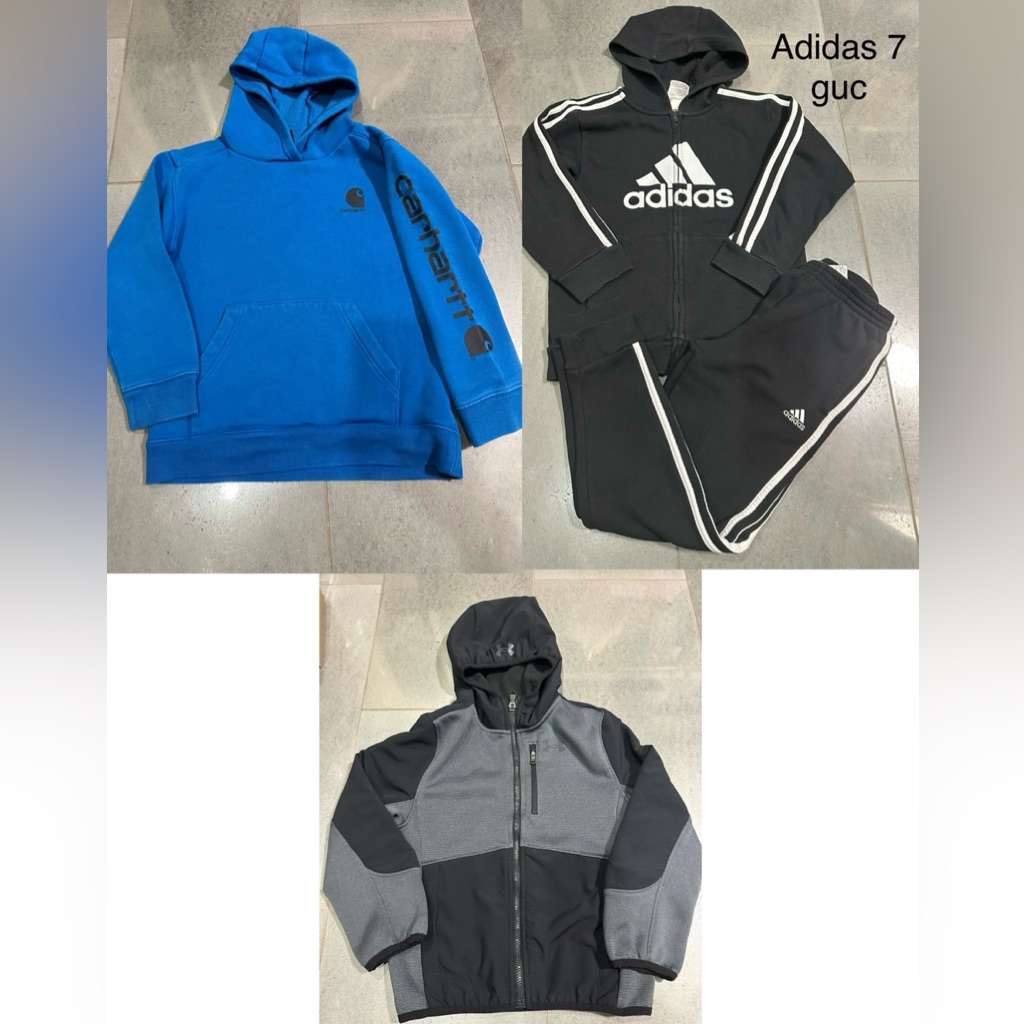 Adidas Matching Sets | Under Armour Adidas Carhartt 7 Boys Bundle, 2 Zip Up 1 Hoodie 1 Sweatpants | Color: Black/Blue | Size: 7b