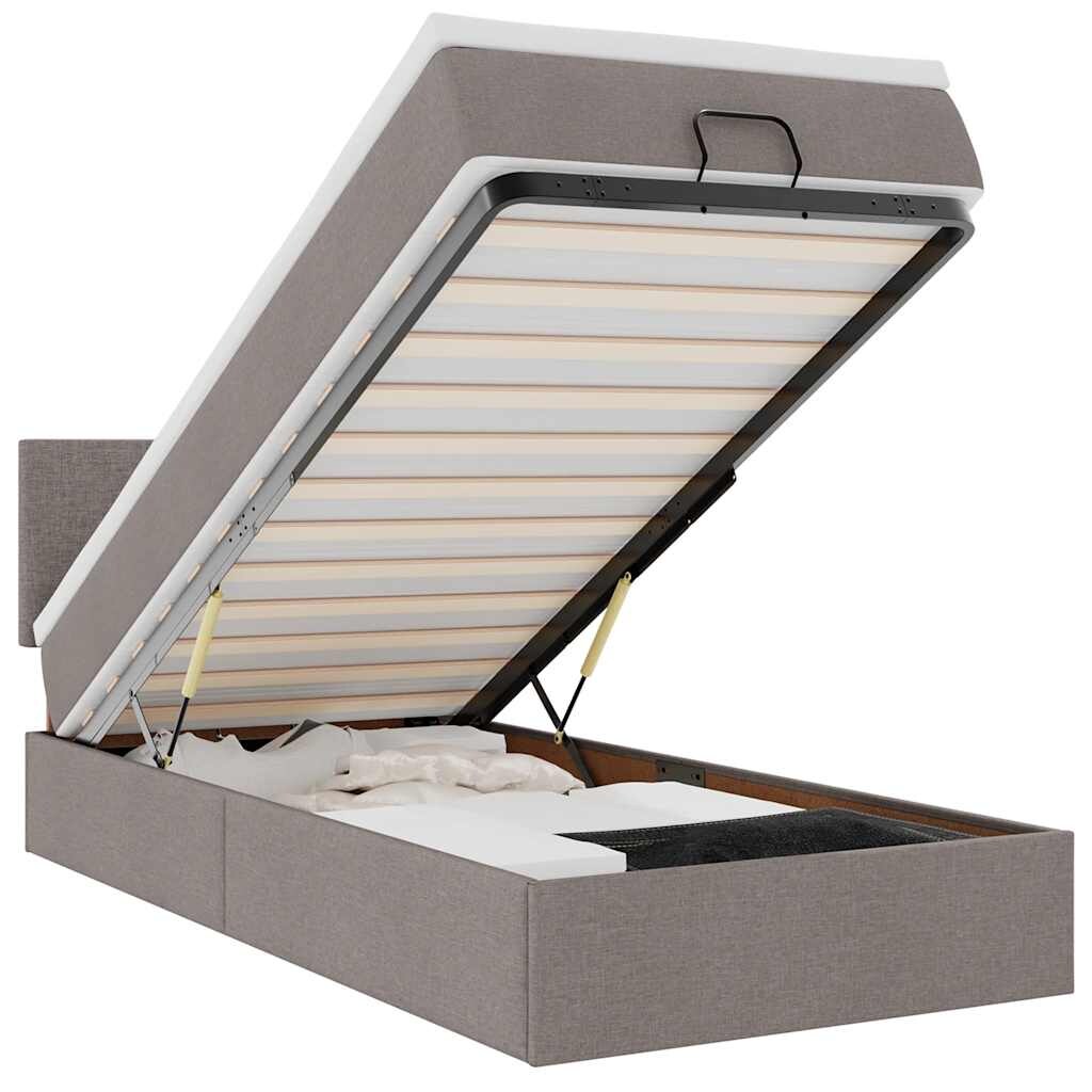 vidaXL Ottoman-Bett mit Matratze Taupe 80x200 cm Stoff Image