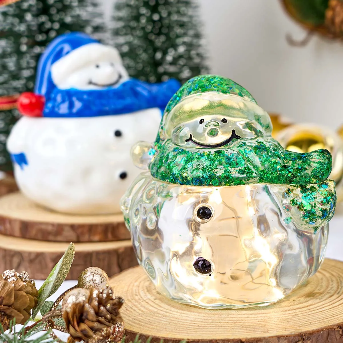 3D Schneemann Kerze Glas Silikon Form DIY mit Deckel Weihnachten Ornament Gips Formen Beton Harz Lagerung Box Handwerk Machen Hause De Image