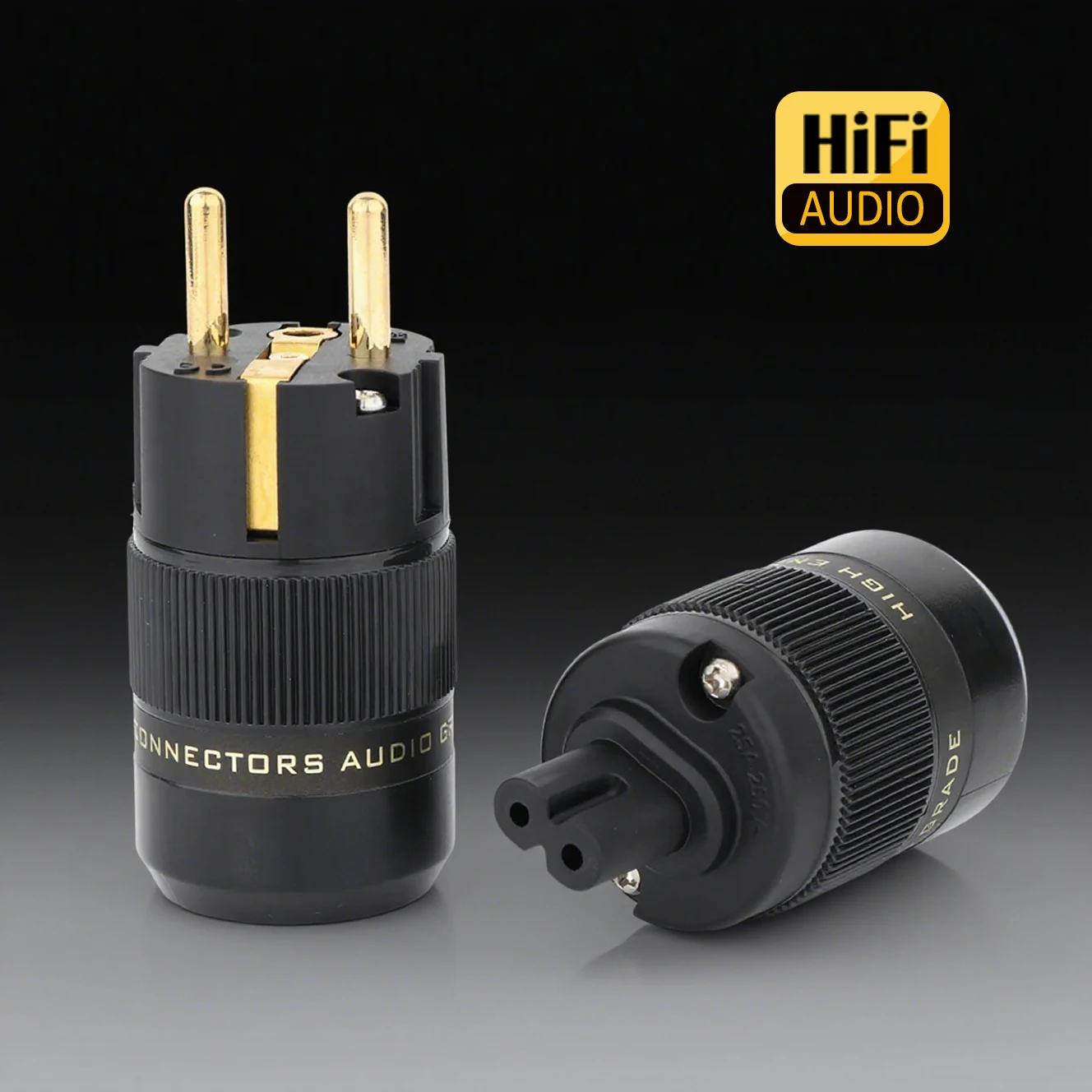 Paar EU Schuko EU Netzstecker Abbildung 8 C7 Stecker vergoldet C-078 IEC Stecker Diy Stromkabel Image