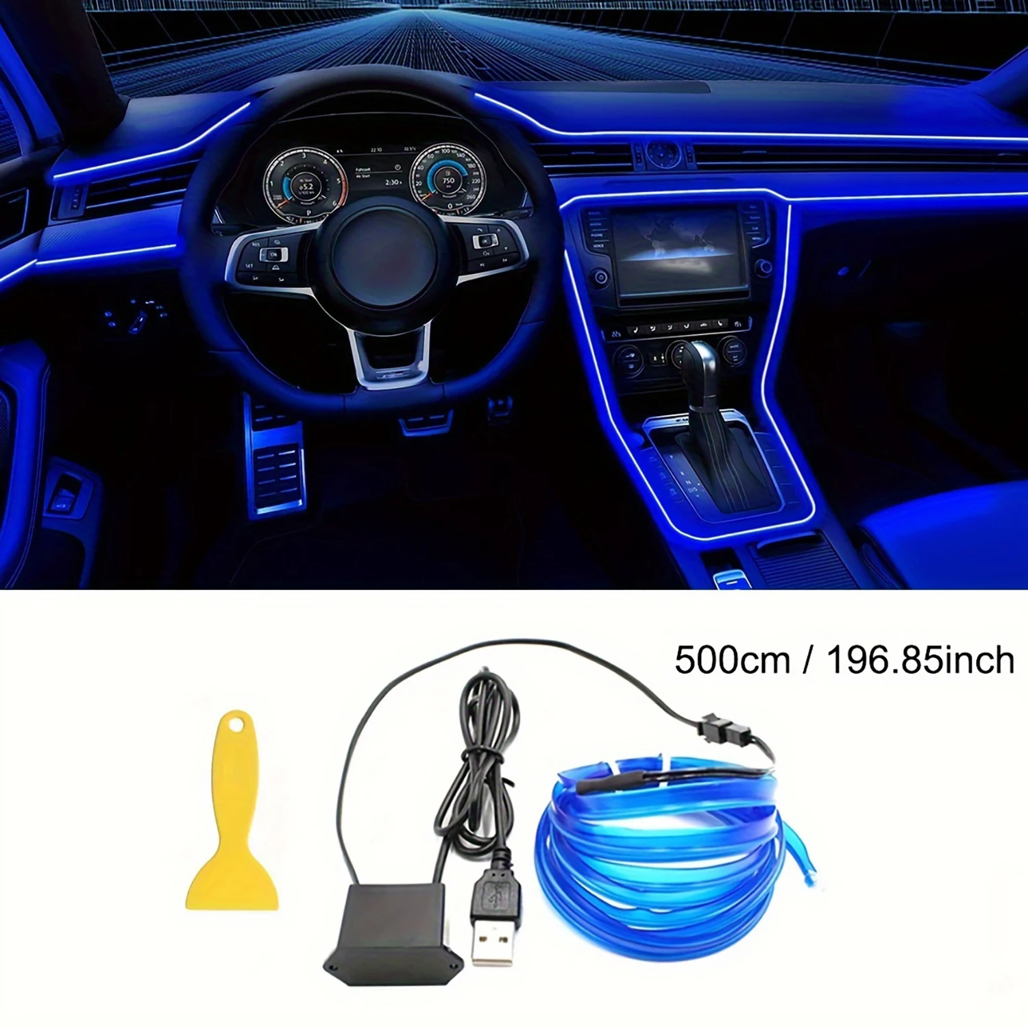 5m EL Wire Car Interior Luci ambientali Striscia USB FAI DA TE Decorativo Cruscotto Console Auto LED Luce ambientale Lampade interne per auto