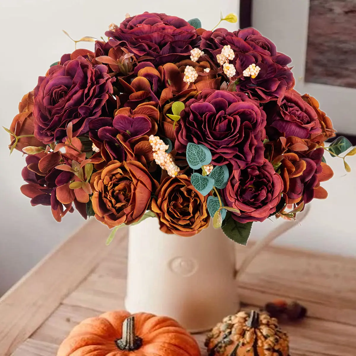 1 Stück Simulieren Sie Rosen und Pfingstrosen, dekorieren Sie Innenhäuser und Außengärten für verschiedene Feste im Frühling, Sommer und Herbst Image