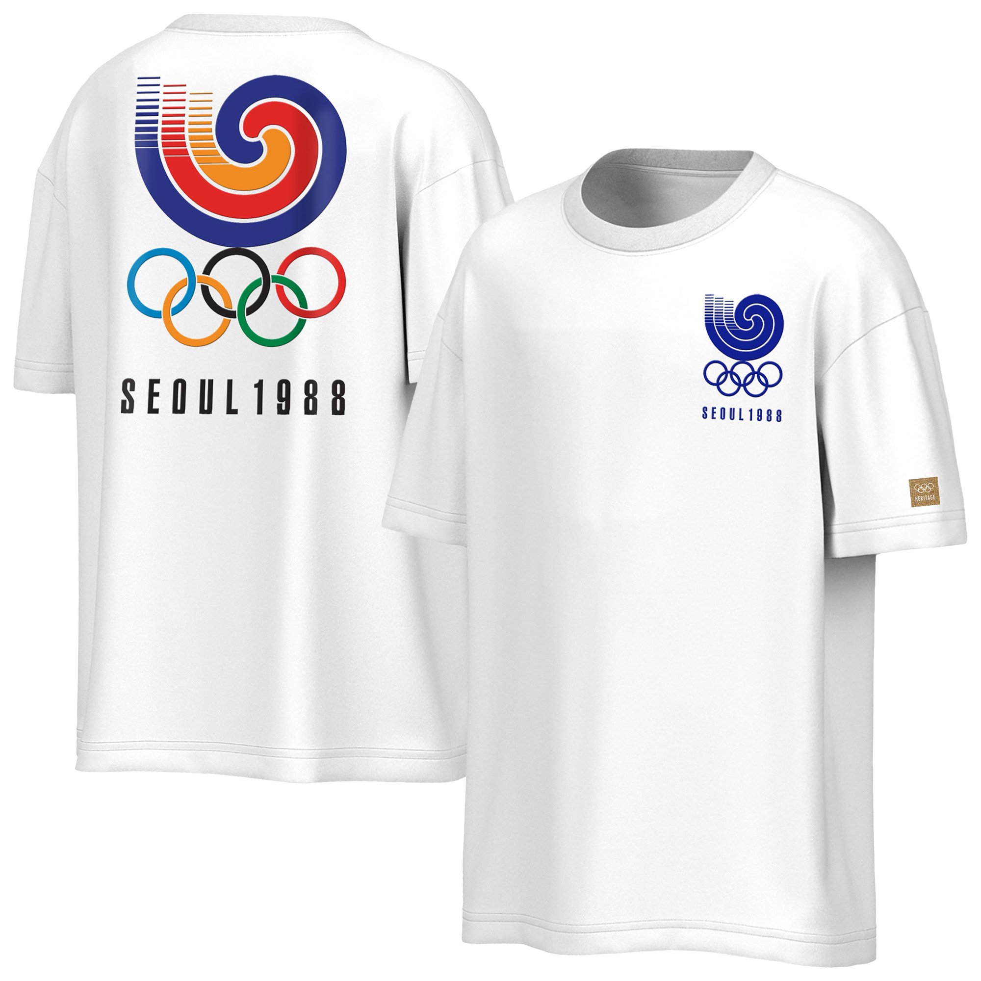 Outerstuff Herren-T-Shirt, weiß, mit Logo des Maskottchens der Olympischen Spiele 1988 in Seoul, Oversized-Größe Image