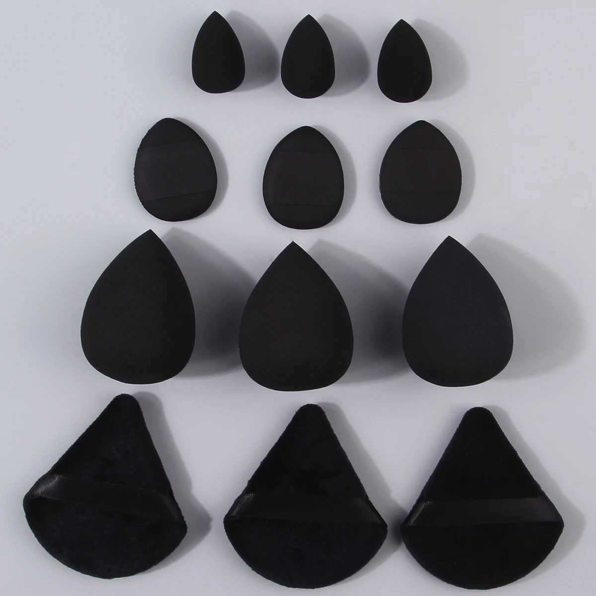 12-teiliges mehrfach geformtes Puderquaste-/Schwamm-Beauty-Ei-Set, weiches und tragbares Concealer-Puderquaste, multifunktionales Make-up-Werkzeug Image