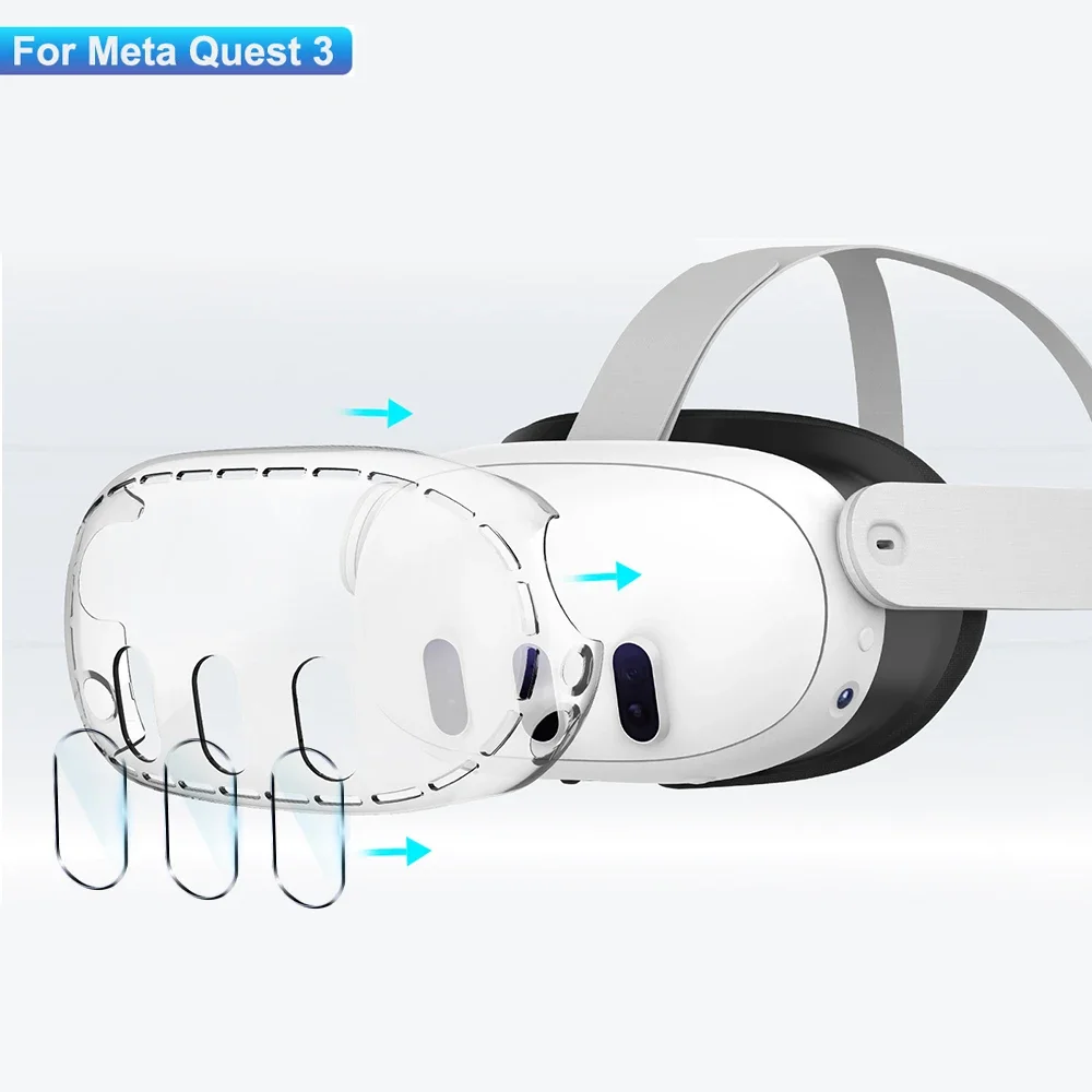 Transparente Hülle für Meta Quest 3-Zubehör, VR-Headset-Schutzhülle, Kameraobjektivschutz aus gehärtetem Glas für Quest 3 Image